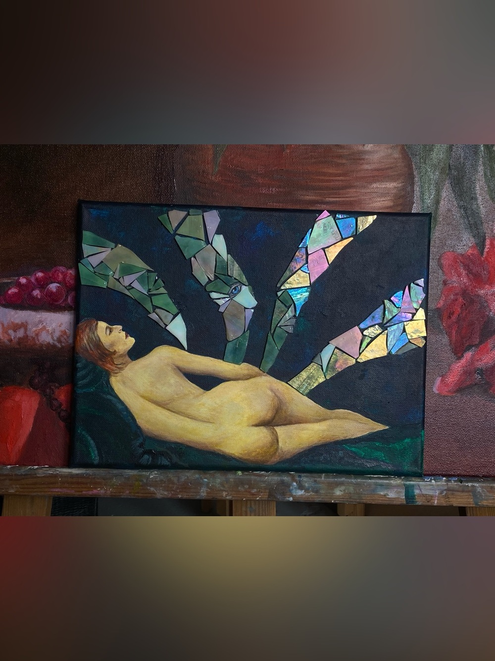 Artisan Mosaic Nude Reclining Painting 
 - original